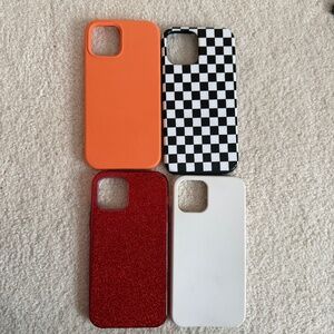 iPhone 12 Pro Cases: Orange , Checkered, White, Sparkly Red